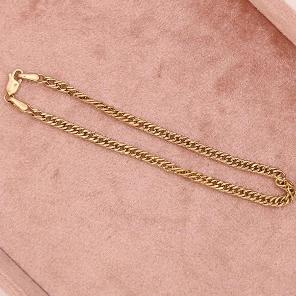 Jewelry - 14kt Yellow Gold Micro Cuban Curb Link Chain Bracelet 7"